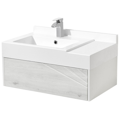 Тумба под раковину Акватон Сакура 80 1A236401SKW80 подвесная Ольха наварра Белый глянец