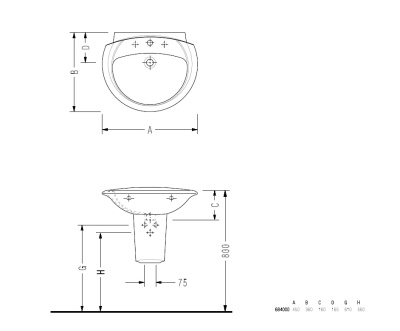 Раковина Serel Orkide 45 6840+6823 Белая