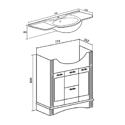 Тумба с раковиной Runo Леон 75 Белая