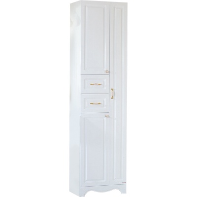 Шкаф пенал Бриклаер Анна 52 с бельевой корзиной Белый глянец