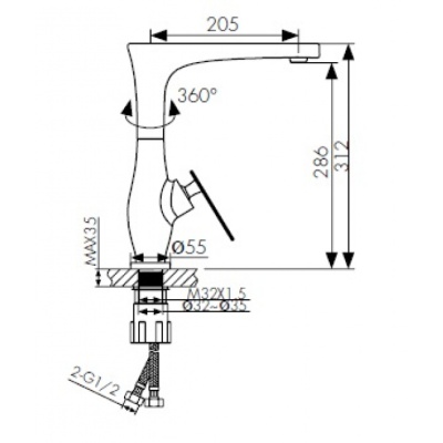Смеситель для кухни Kaiser Star 02044-2 Черный матовый