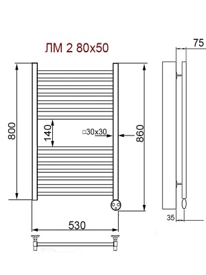 Электрический полотенцесушитель Ника Modern ЛМ 2 80x50 сухой тэн Хром 14 перекладин Электрический полотенцесушитель Ника Modern ЛМ 2 80x50 сухой тэн Хром 14 перекладин