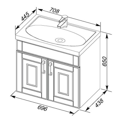 Тумба под раковину Aquanet Рондо 70 189153 подвесная Белая