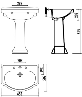 Раковина Creavit Klasik 66 KL065-00CB00E-PB00 Белая с декором