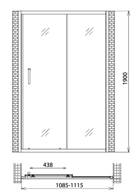 Душевая дверь Gemy Victoria S30191DM 110х190 профиль Хром стекло матовое