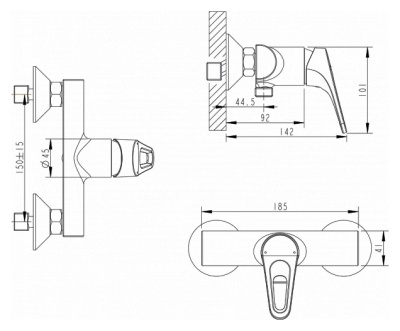 Смеситель для душа Bravat Drop-D F948162C-01 Хром