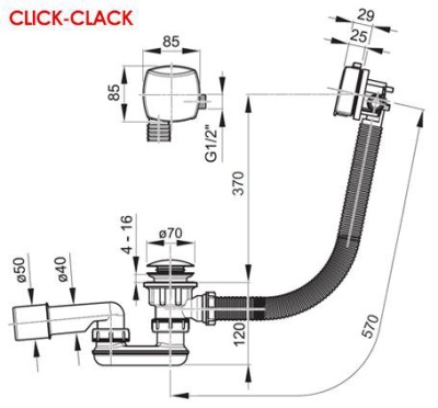 Слив-перелив Ravak X01374 click-clack с наливом Хром