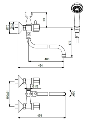 Смеситель для ванны Vidima Eco BA164AA универсальный Хром