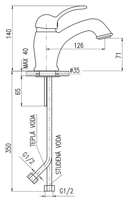 Смеситель для раковины Rav Slezak Labe L026.5 хром, с ручкой 0