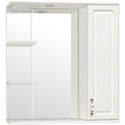 Зеркало со шкафом Style Line Олеандр 2 75 С с подсветкой Белый глянец