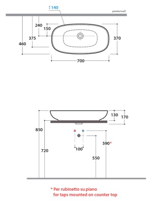 Раковина Globo Stockholm LA071 bianco lucido