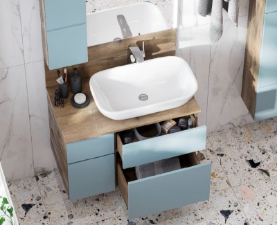 Тумба под раковину Акватон Мишель 80 1A244501MIX30 подвесная Дуб рустикальный Фьорд