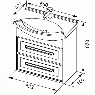 Комплект мебели для ванной Aquanet Остин 65 209014 подвесной Белый глянец Дуб сонома