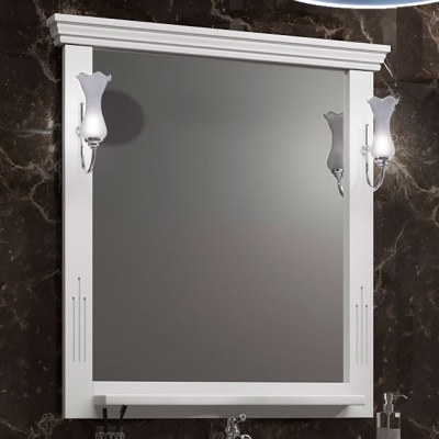 Комплект мебели для ванной Opadiris Риспекто 95 Белый матовый со светильником Рустика Хром