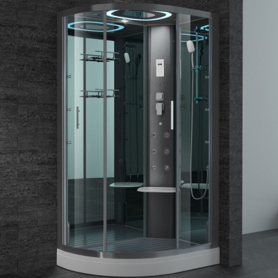 Душевая кабина SSWW BU609 R 120x80 с баней профиль Голубой сапфир матовый задняя стенка зеркальная