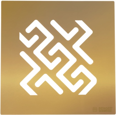 Душевой трап Berges Wasserhaus Zentrum Antik 100x100 092364 с решеткой Золото глянец