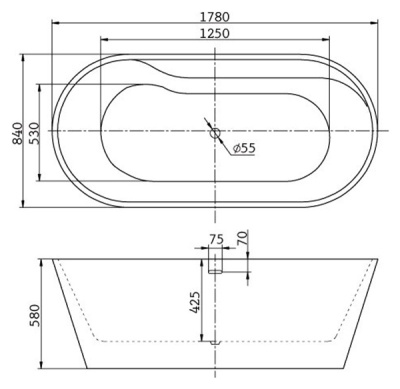 Акриловая ванна BelBagno BB14 178x84 Белая
