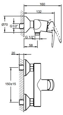 Смеситель для душа Vitra Dynamic S A40954EXP Хром