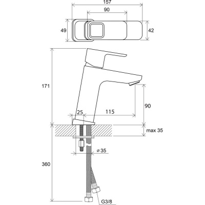 Смеситель Ravak 10° TD 014.00 Хром