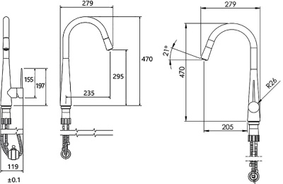 Смеситель для кухни Shouder Iten 0300608 Слоновая кость