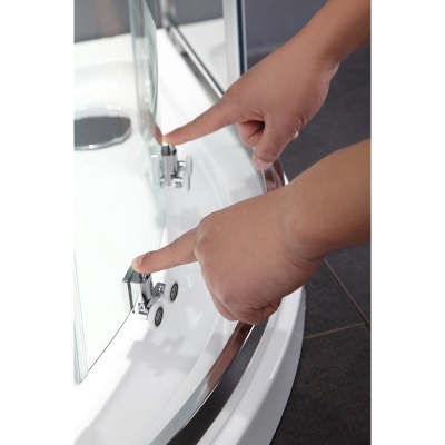 Душевой уголок Black&White Stellar Wind S101-800х800 радиальный профиль Серебристый хром стекло прозрачное