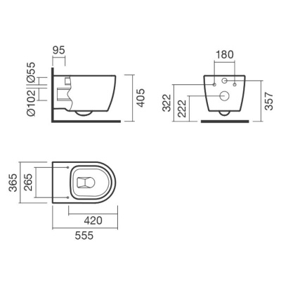 Унитаз Sanitana Coral S10063918100000+S80006562600000 подвесной с сиденьем Микролифт
