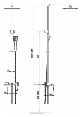 Душевая система Artik Quadro LT919 Черный Золото