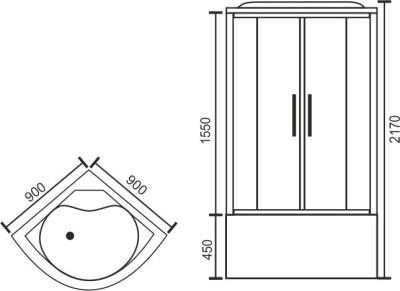 Душевая кабина Royal Bath NRW 90x90 RB90NRW-T-CH с гидромассажем стекло прозрачное задняя стенка Белая