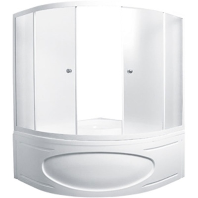 Шторка на ванну 1MarKa Trapani 140 профиль Белый стекло прозрачное