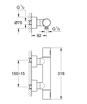 Смеситель для душа Grohe Grohtherm 3000 Cosmopolitan 34274000 с термостатом Хром