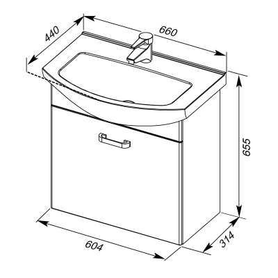 Тумба под раковину Aquanet Ирис 65 198382 Белая