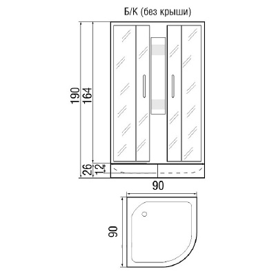 Душевая кабина River Rein 90x90x26 МТ Б/К 10000002413+10000001187 с поддоном