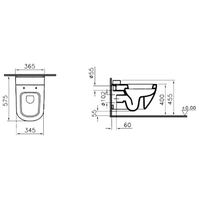 Унитаз Vitra D-Light 5910B003-1086 подвесной без сиденья