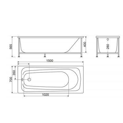 Акриловая ванна BelBagno BB102-150-70 150x70 Белая
