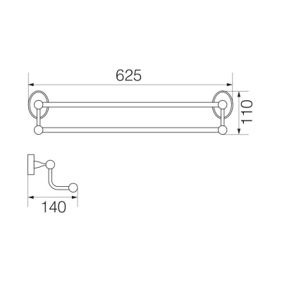 Полотенцедержатель Veragio Bonjour VR.BNR-7822.CR двойной Хром