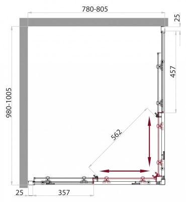 Душевой уголок BelBagno Sela AH-2 100x80 профиль Хром стекло прозрачное