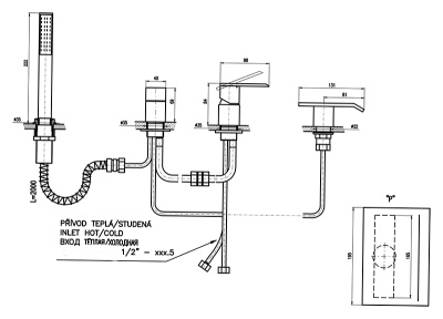 Смеситель на борт ванны Rav Slezak Loira LR574.5PZ золотой