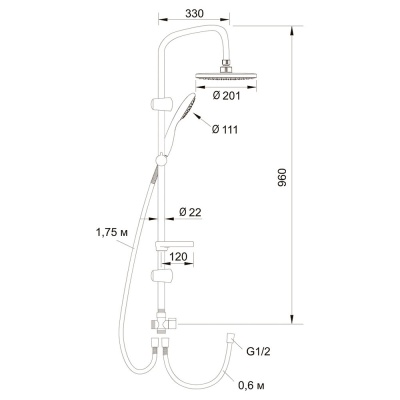 Душевая система Latuno L80033 Хром