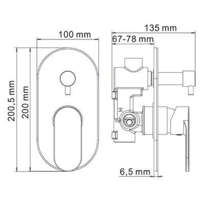 Смеситель для душа WasserKRAFT Elbе 7441 Черный