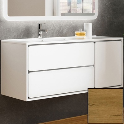 Тумба с раковиной SanVit Бруно-2 120 L kbruno2120 с фактурой под дерево подвесная Акация светлая