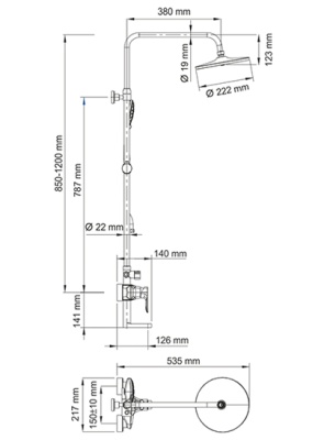 Душевая система WasserKRAFT A16601 Хром