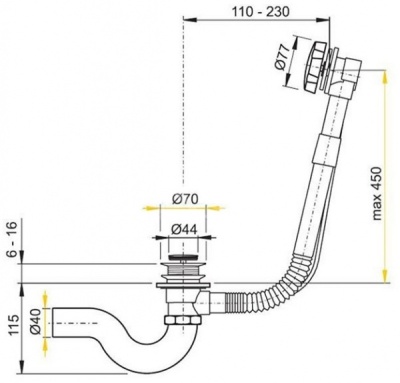 Слив-перелив Timo 8004 click-clack Хром