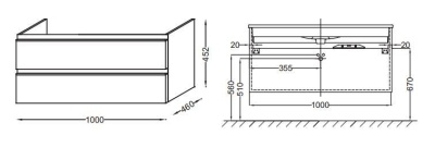 Тумба под раковину Jacob Delafon Vox 100 L EB2025-RA-G1C подвесная Белый лак