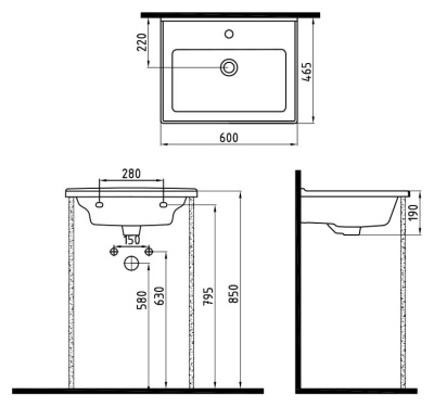 Раковина Bien Neptun 60 NPLK06001FD1W3000 Белая