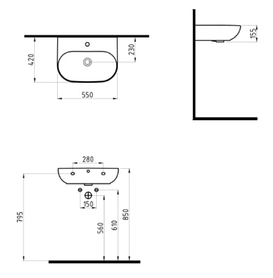 Раковина Bien Vokha 55 MDLS05501FD1B7000 Черная матовая