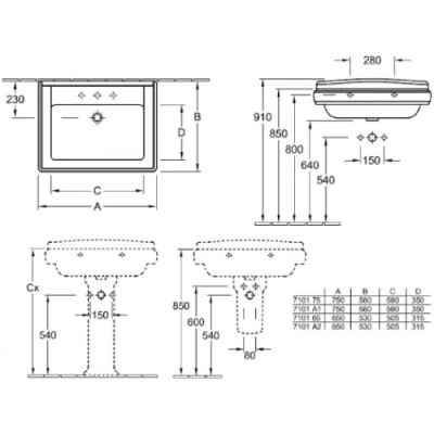 Раковина Villeroy&Boch Hommage 75 710175R1 Белый альпин Ceramic Plus