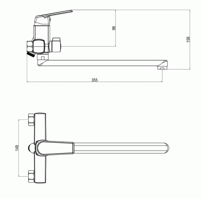 Смеситель для ванны Orange OneLife P02-211cr универсальный Хром