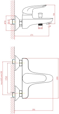 Смеситель для ванны Orange M60-100cr Хром