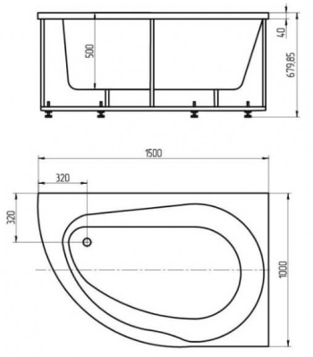 Акриловая ванна Акватек Вирго 150x100 R без гидромассажа