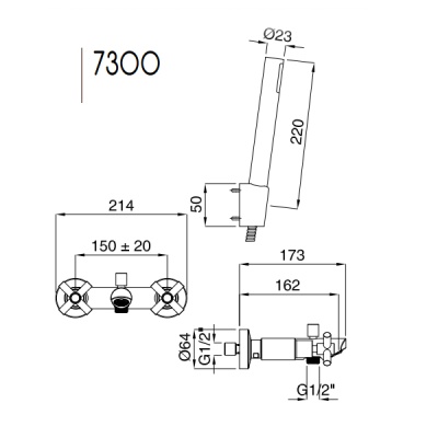 Смеситель для ванны Bugnatese Rodos 7300 CR (Хром)
